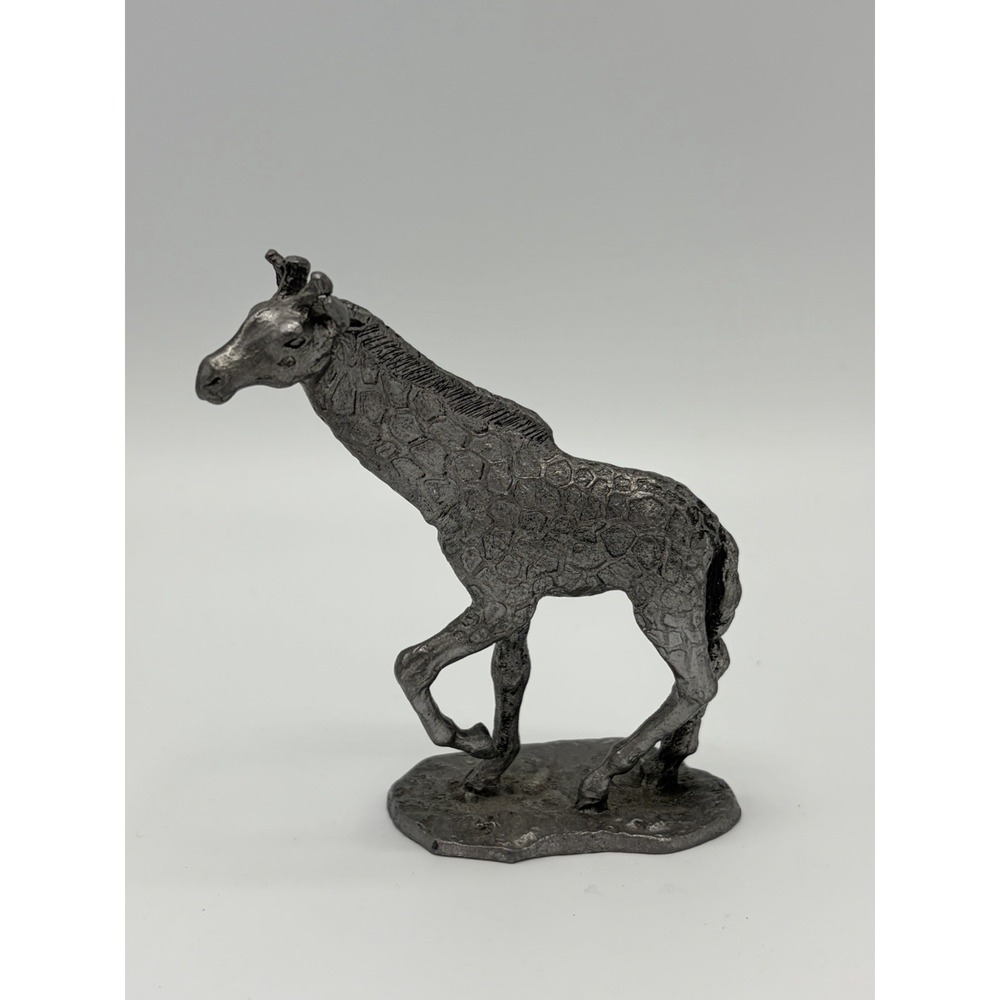 Vintage Pewter Giraffe Micheal Ricker 4" Statue Figurine Made USA Paperweight